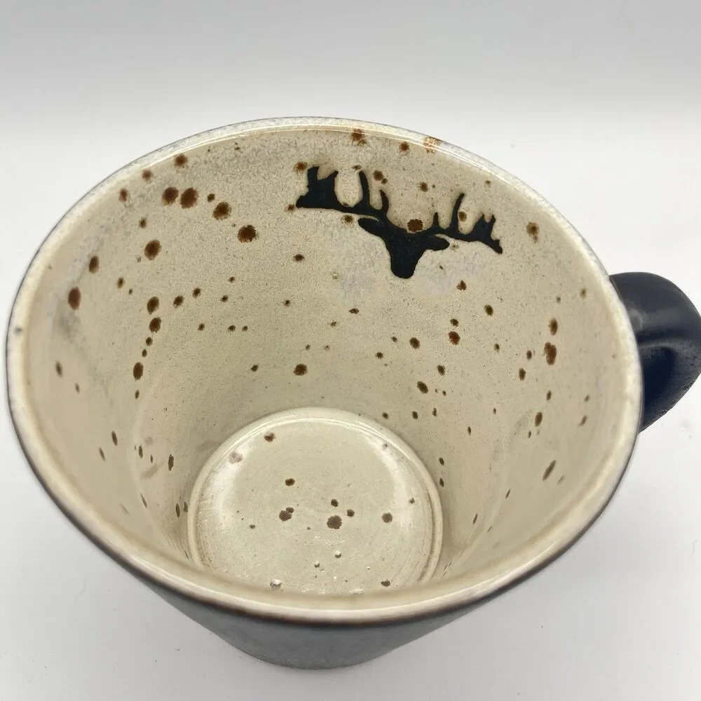 Pottery Barn Rustic Reindeer Terracotta Mug